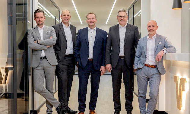 Die Bereichsleiter Michael Noss, Sascha Müller, Rolf Schuster, Andreas Seitz und Patrick Lindner.